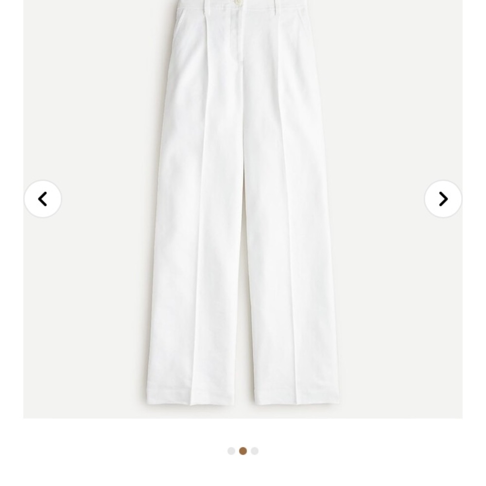 ISO. Not for Sale. JCrew wide leg, long, white linen pants as shown in photos.